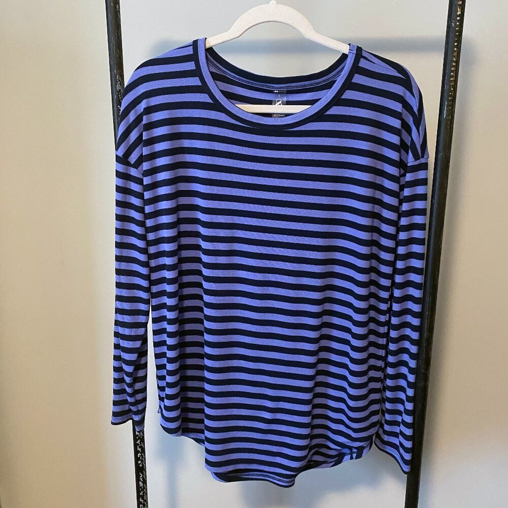Lou & Grey tunic length top, Striped, Bluish-purple, L